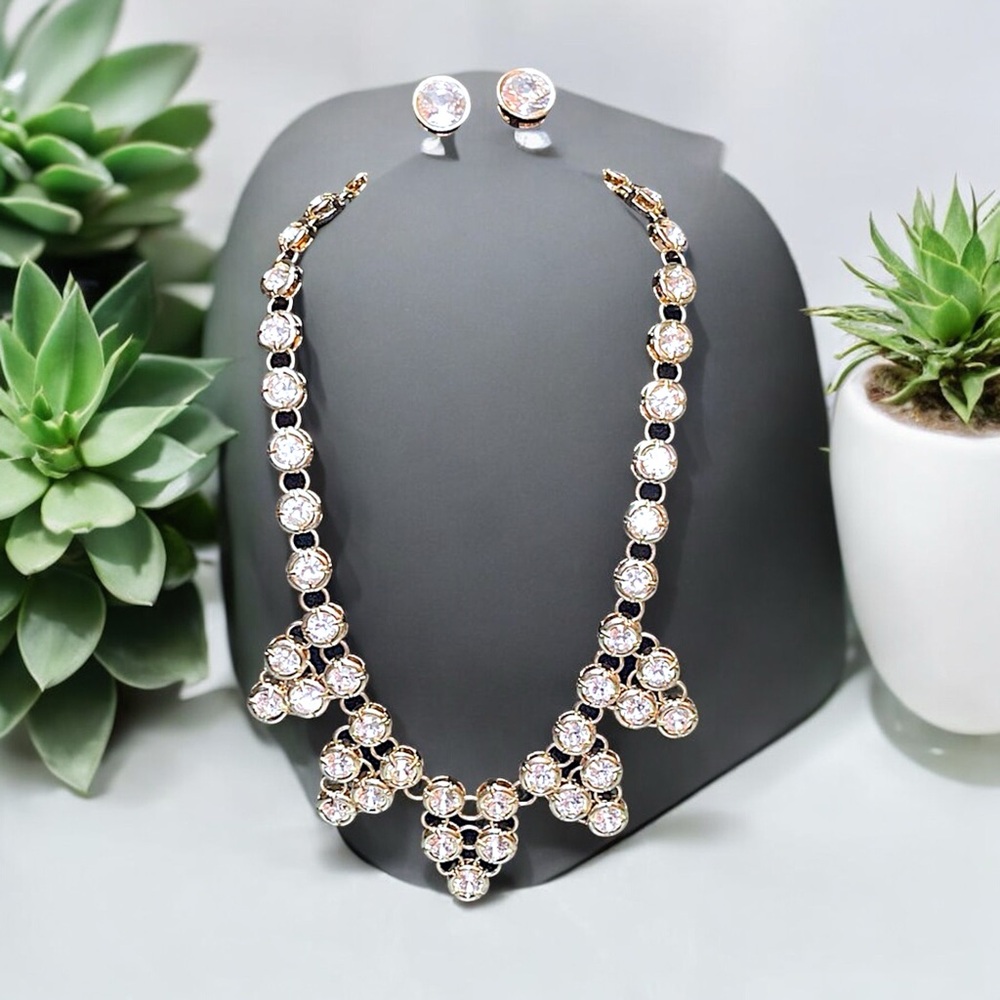 ✨ Crystal Encased Necklace & Stud Earring Set ✨